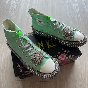 Nan-ku x Free People Cruise Studded Hi-Top Sneakers 37 US 7 Spring Mint NEW